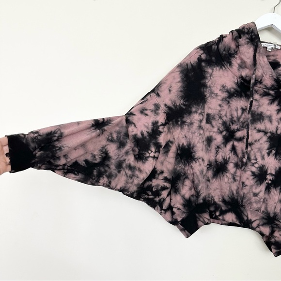 Young Fabulous & Broke Raissa Pink Black Tie Die Hoodie Snap Button Sleeves - Picture 4 of 12